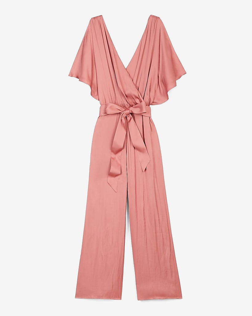 Satin Flutter Sleeve Culotte Jumpsuit