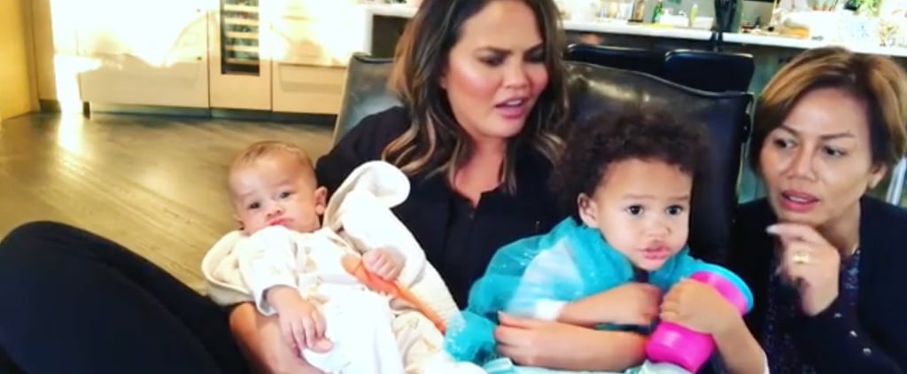Chrissy Teigen's Selfie Stick Video of Mom, Luna, and Miles