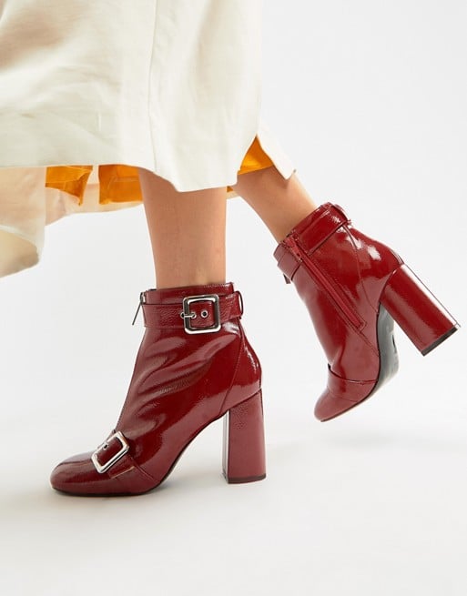 Alternative: Miss Selfridge Patent Heeled Boots With Buckle Detail