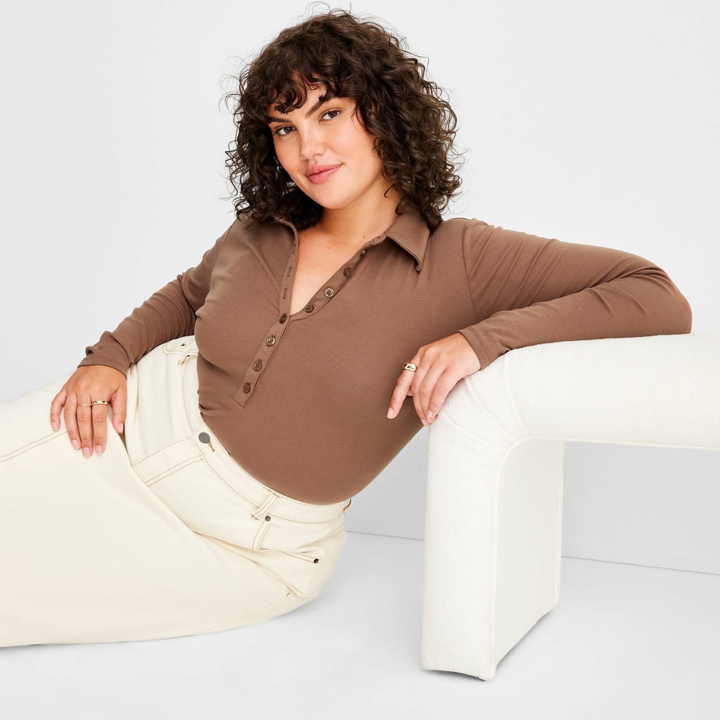 A Henley Button-Front Bodysuit