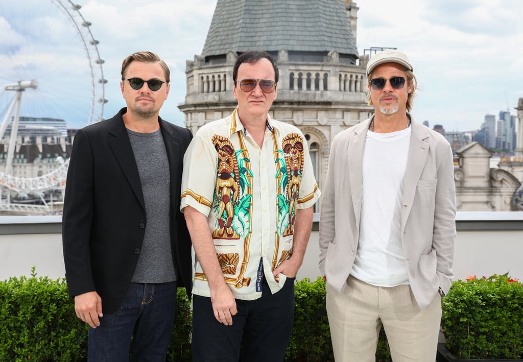 Leonardo DiCaprio, Quentin Tarantino, and Brad Pitt at the London photocall of Once Upon a Time in Hollywood.