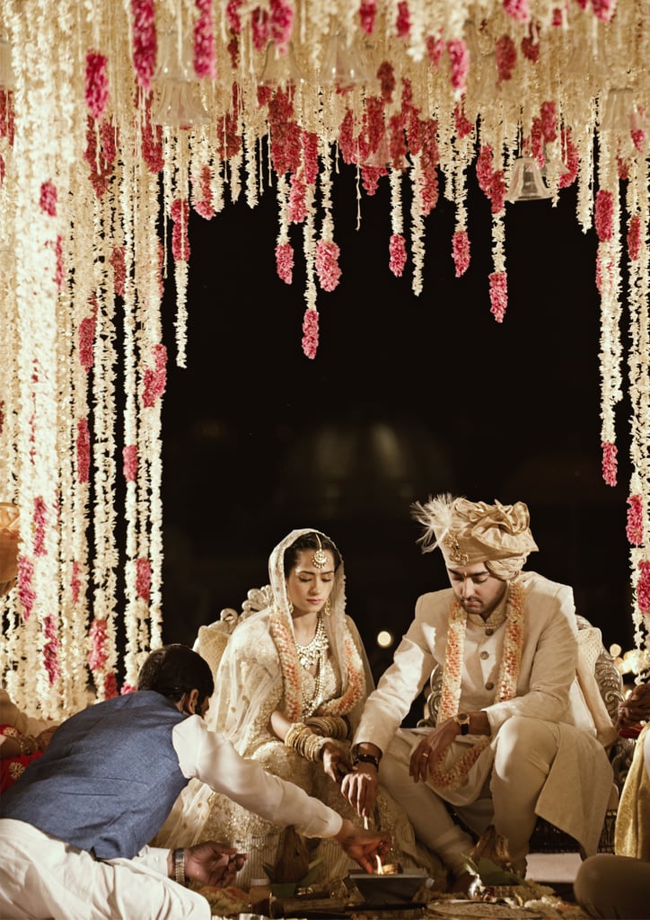 Bride Embroidered Love Story on Wedding Dress
