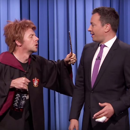 Simon Pegg as Drunk Ron Weasley on The Tonight Show