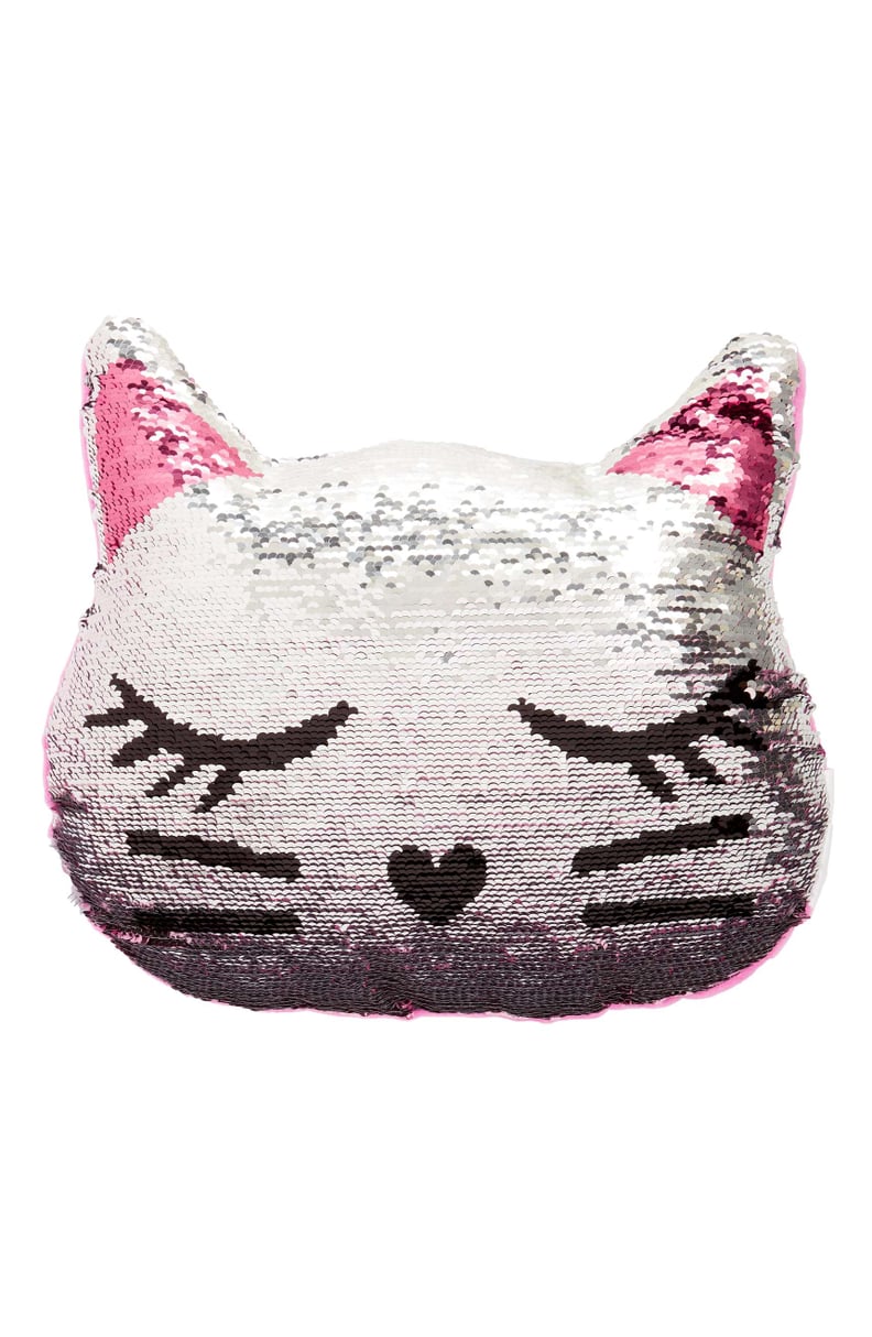 Capelli New York Reversible Sequin Cat Pillow