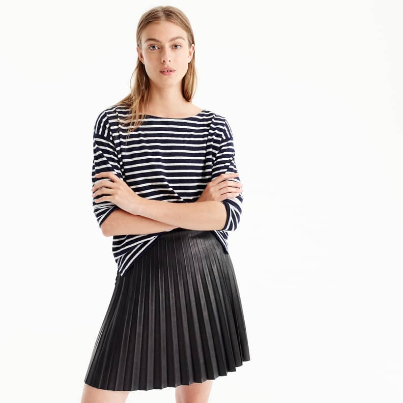 Faux-leather pleated mini online skirt j crew