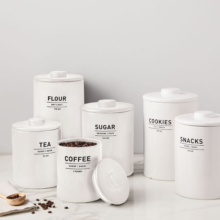 Utility Stoneware Kitchen Canisters - White