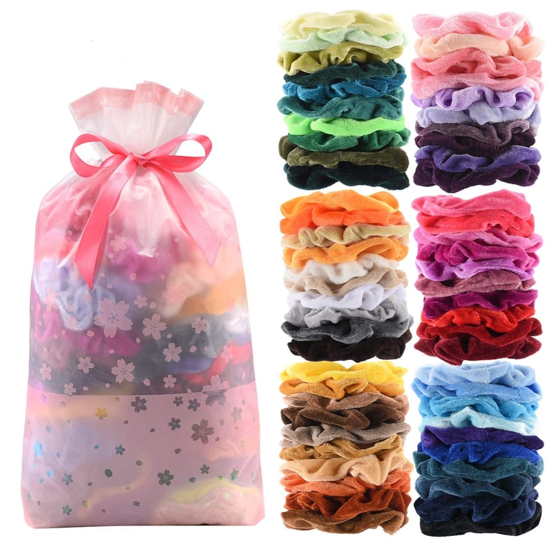 60 Pcs Premium Velvet Hair Scrunchies