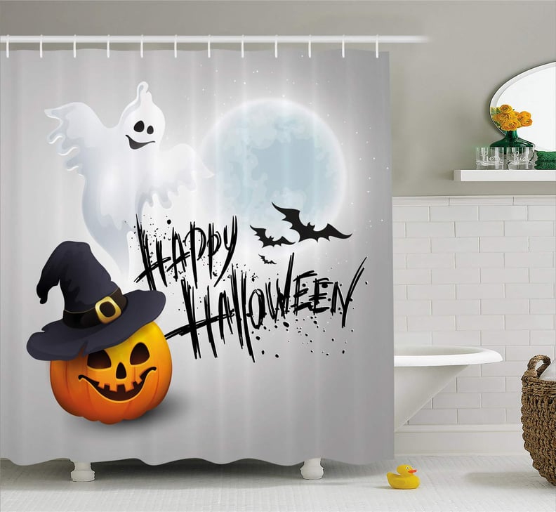 Cute Ghost Pumpkin Hat Print Halloween Shower Curtain