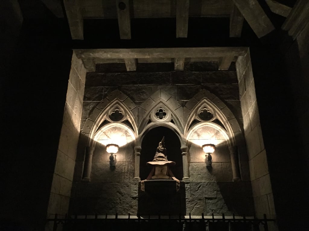 The Sorting Hat talks to you in Hogwarts Castle.