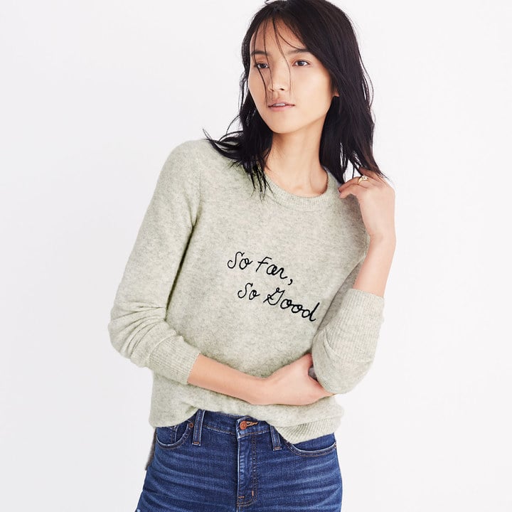 Madewell Embroidered So Far So Good Pullover Sweater