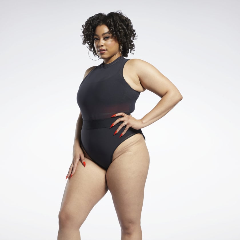 Reebok Cardi B Two-In-One Bodysuit (Plus Size) - Black