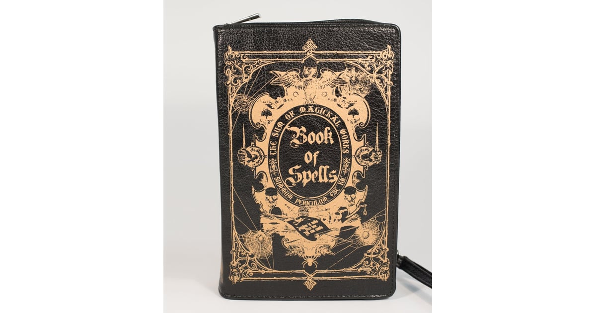 Black Gold Book Spells Crossbody Purse