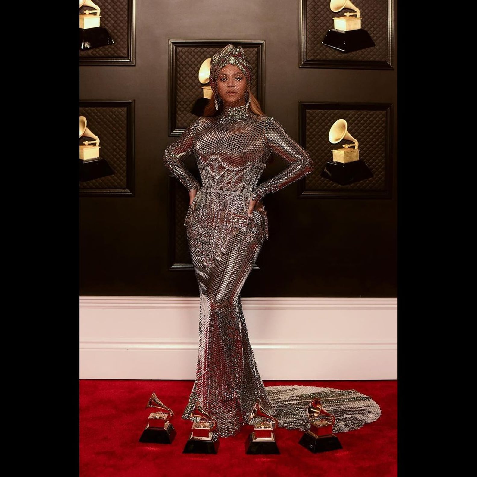 Beyoncé Wears Custom Burberry to 2021 Grammys Afterparty | PS Fashion