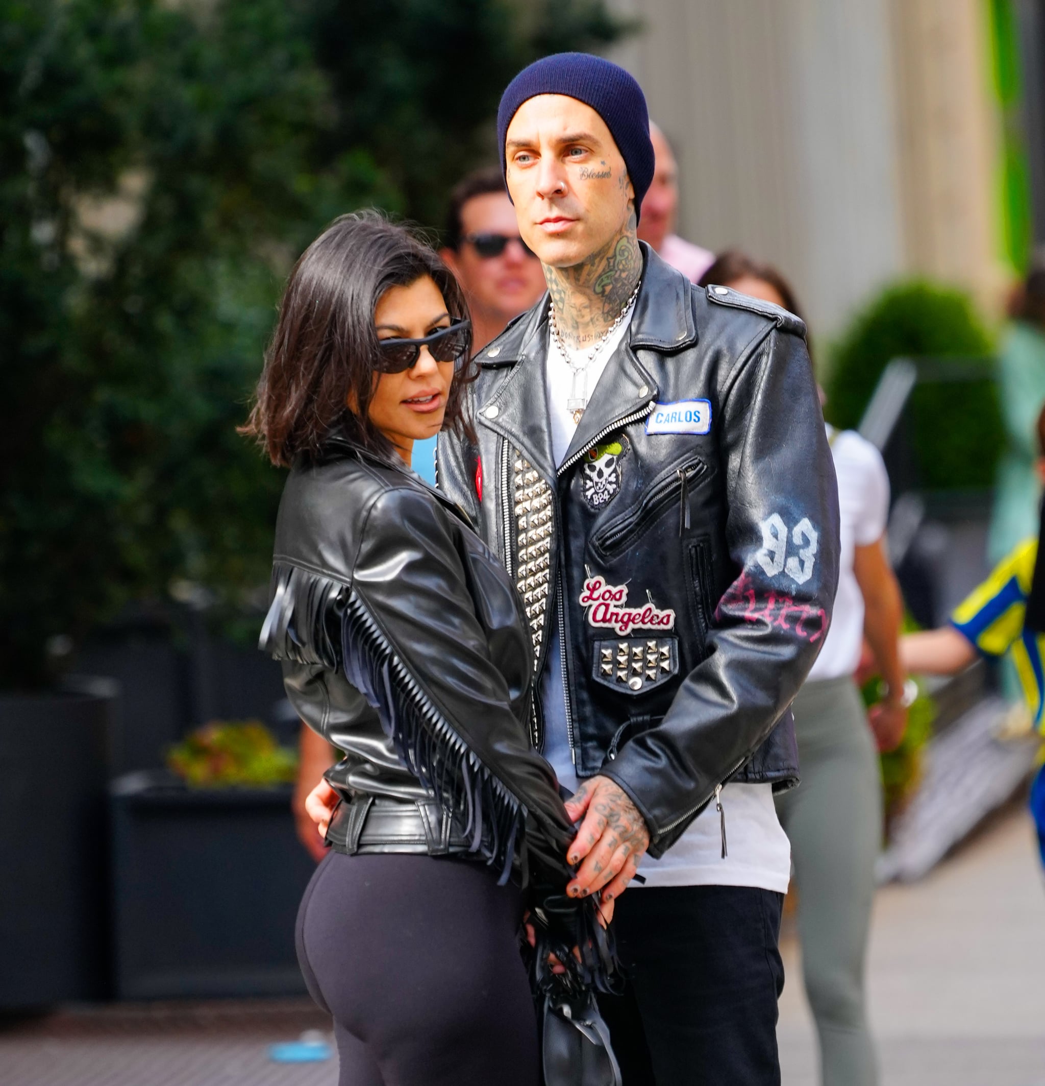 NEW YORK, NEW YORK - OCTOBER 16: Kourtney Kardashian and Travis Barker are seen on October 16, 2021 in New York City. (Photo by Gotham/GC Images)
