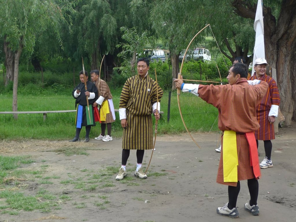 Archery competitions are common among locals in Bhutan. Garfors says the archers shoot at targets over 100 meters away.