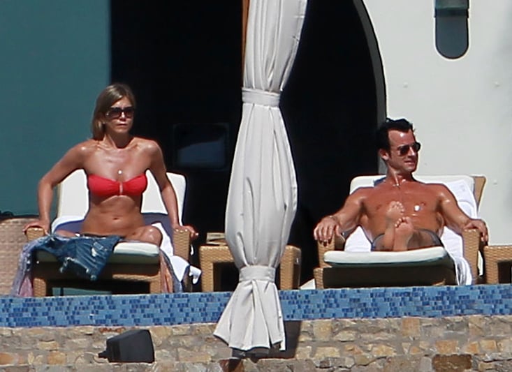 She and ex-husband Justin Theroux soaked up the rays in Cabo together in December 2012.