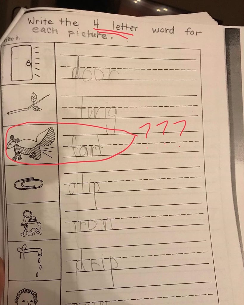 This Kid Who Is Letting His At-Home Work Reflect His Potty Humor