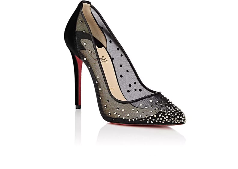 Christian Louboutin Follies Strass Mesh & Velvet Pumps