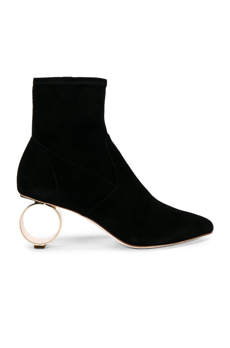 Loeffler Randall Kassidy Circle Heel Bootie in Black & Gold