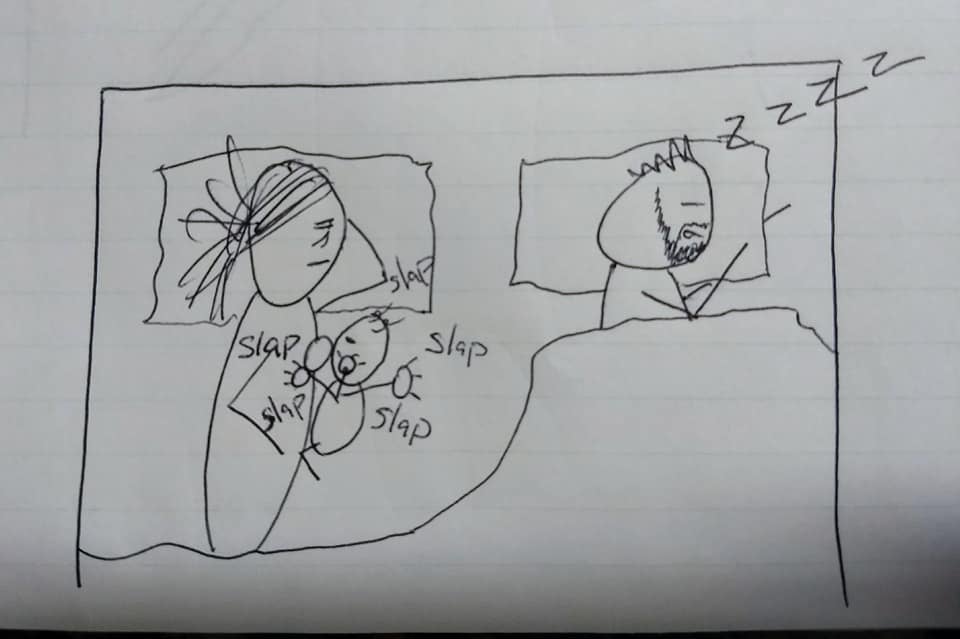 Mom's Drawings of Nighttime Feeding Routine