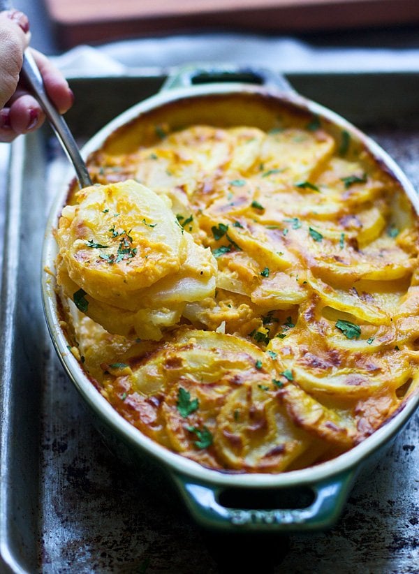 Pumpkin and Cheddar Scalloped Potatoes