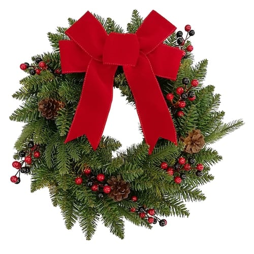 St. Nicholas Square® Indoor Pre-Lit Bow Artificial Christmas Wreath