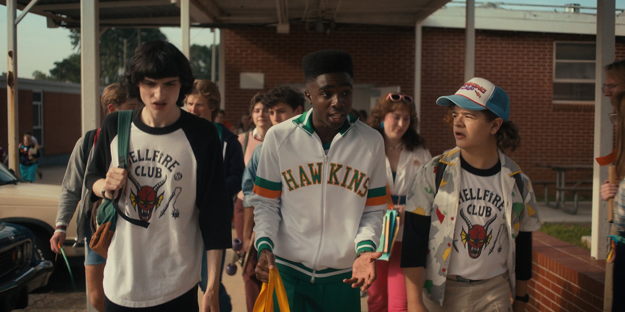 STRANGER THINGS, from left: Finn Wolfhard, Caleb McLaughlin, Gaten Matarazzo, 'Chapter One: The Hellfire Club', (Season 4, ep. 401, aired May 27, 2022). ph: Netflix / Courtesy Everett Collection