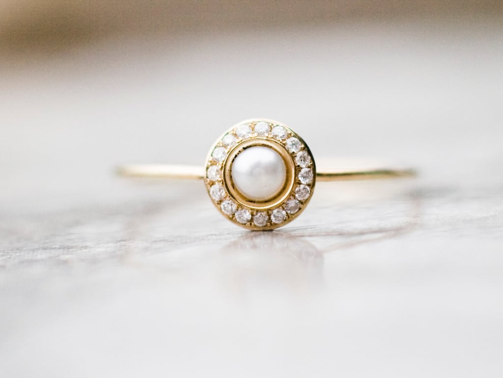 Pearl-lovers should make sure to check out this white pearl ring with diamonds ($350) in 14k gold.