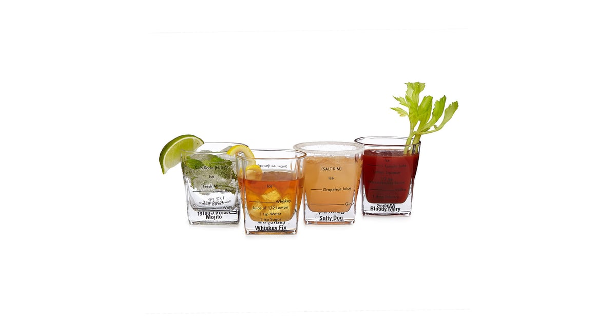 Set of 4 Cocktail Recipe Glasses (21) Drinking Gifts 25 and Under