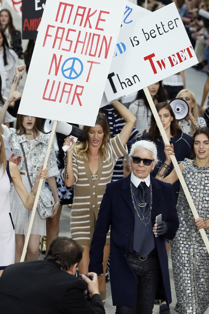 Chanel Spring 2015 Fashion Show Protest Pictures