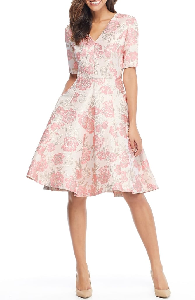 Gal Meets Glam Collection Adair Pink Passion Rose Jacquard Fit & Flare Dress