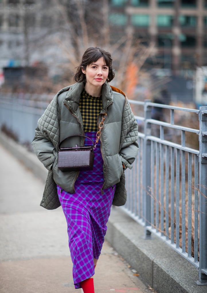 Winter Outfit Idea: A Puffer and Printed Midi Dress