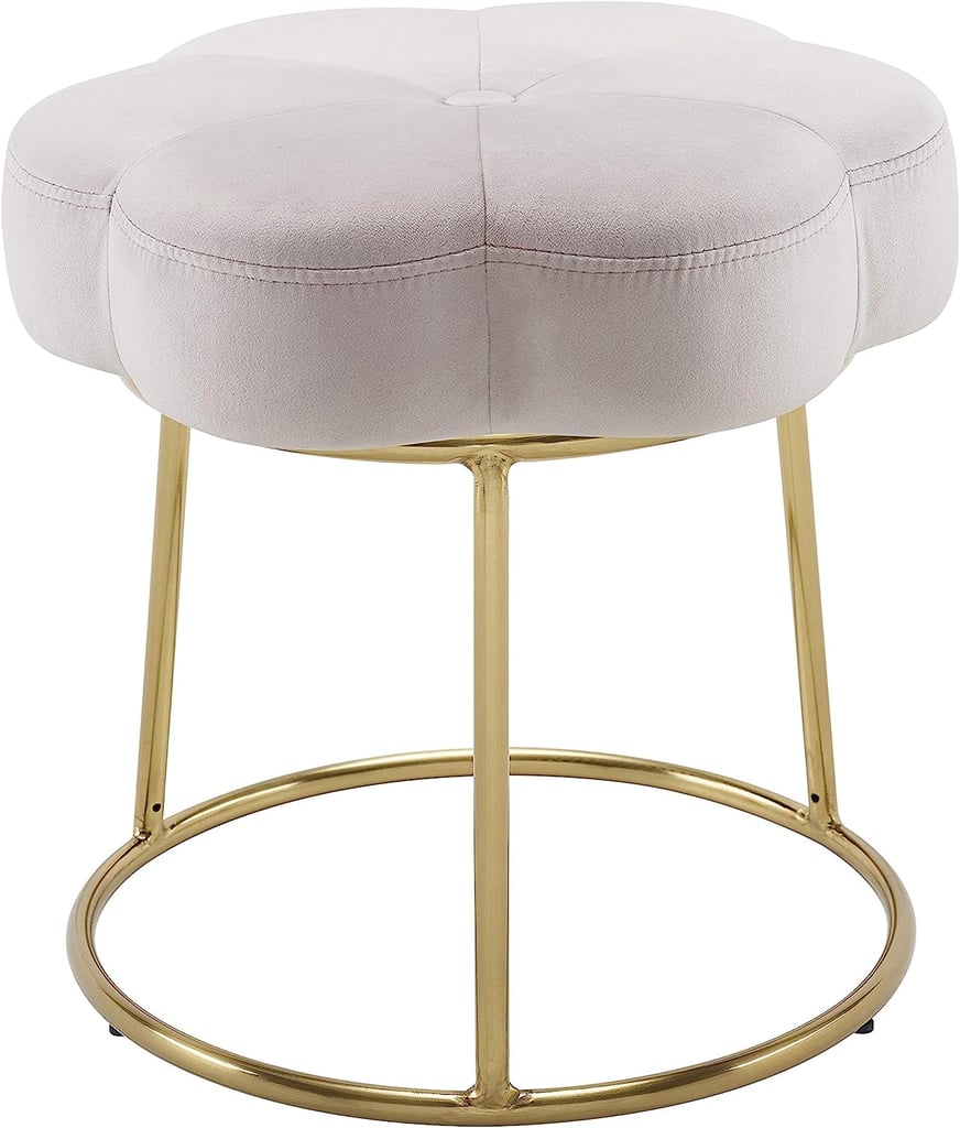 Linon Light Pink and Gold Vanity and Accent Talulah Stool