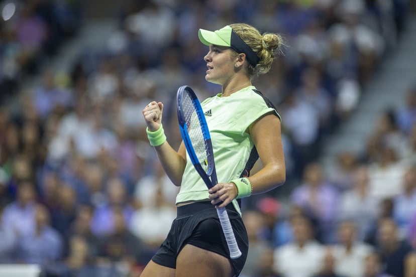 2019 US Open Tennis Tournament- Day Three.  Catherine McNally of the United States reacts after winning the first set against Serena Williams of the United States in the Women's Singles Round Two match on Arthur Ashe Stadium at the 2019 US Open Tennis Tou