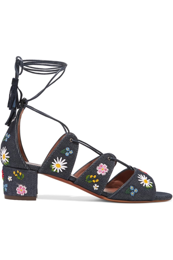 Embrace two Spring trends at once with Tabitha Simmons Isadora Embroidered Denim Sandals ($795).