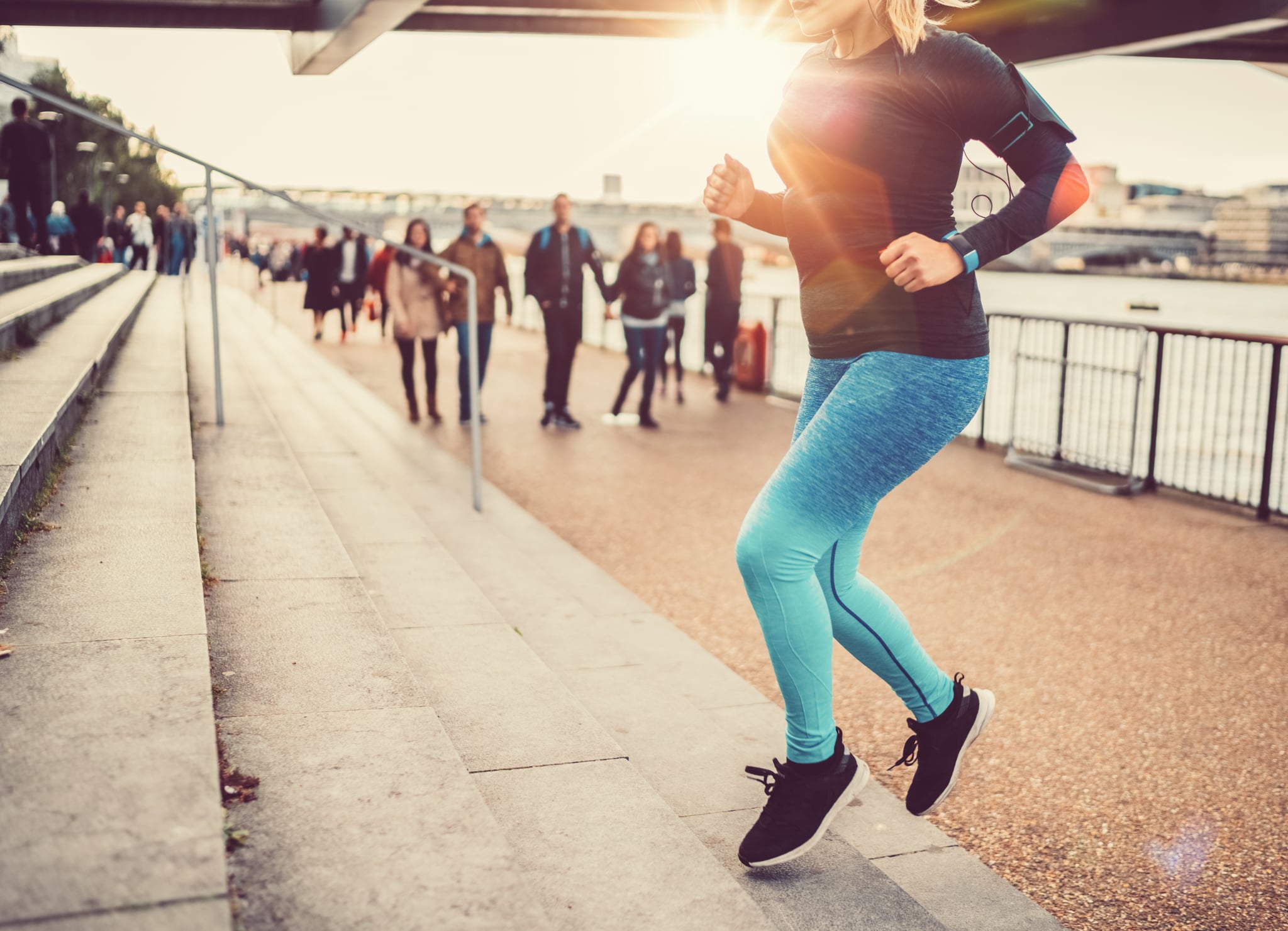 Young woman sports training in the city