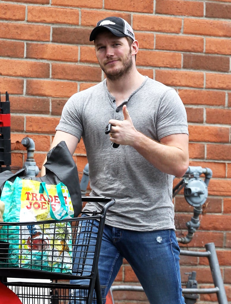 Chris Pratt's muscular physique was on display when he went grocery shopping in LA on Sunday. He has a lot to celebrate — his new movie Guardians of the Galaxy broke a record at the box office.