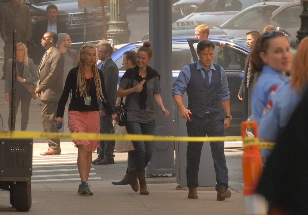 Ben Affleck walked the streets of Detroit in costume as Bruce Wayne.