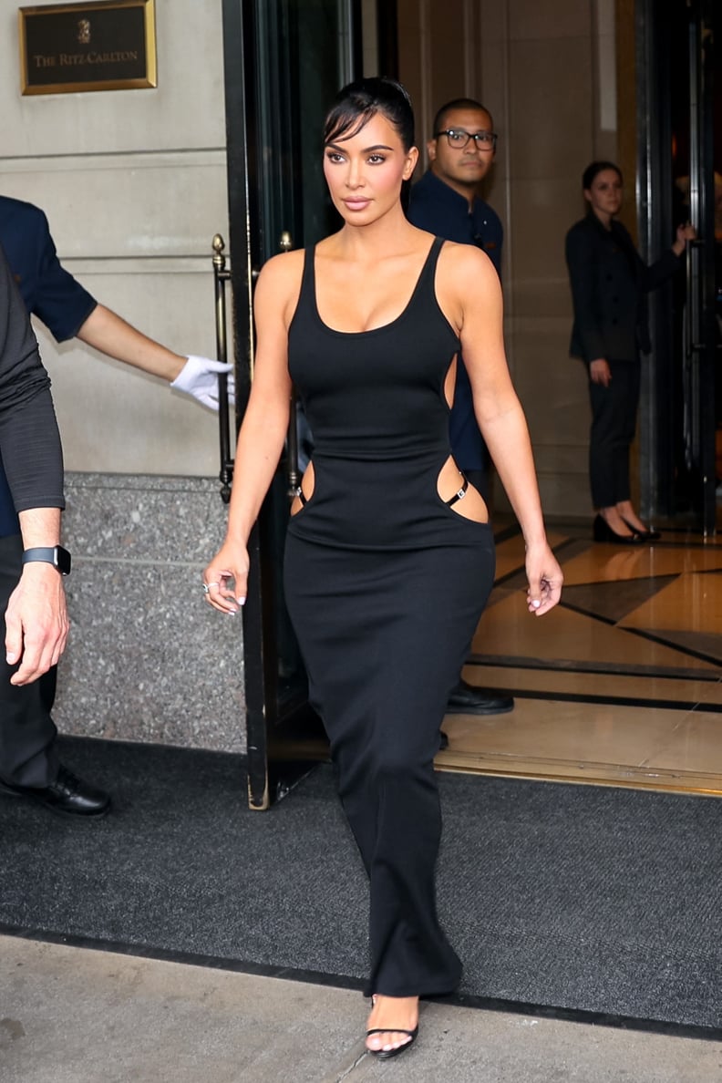 Kim Kardashian Wearing a Gucci Cutout Dress in New York City