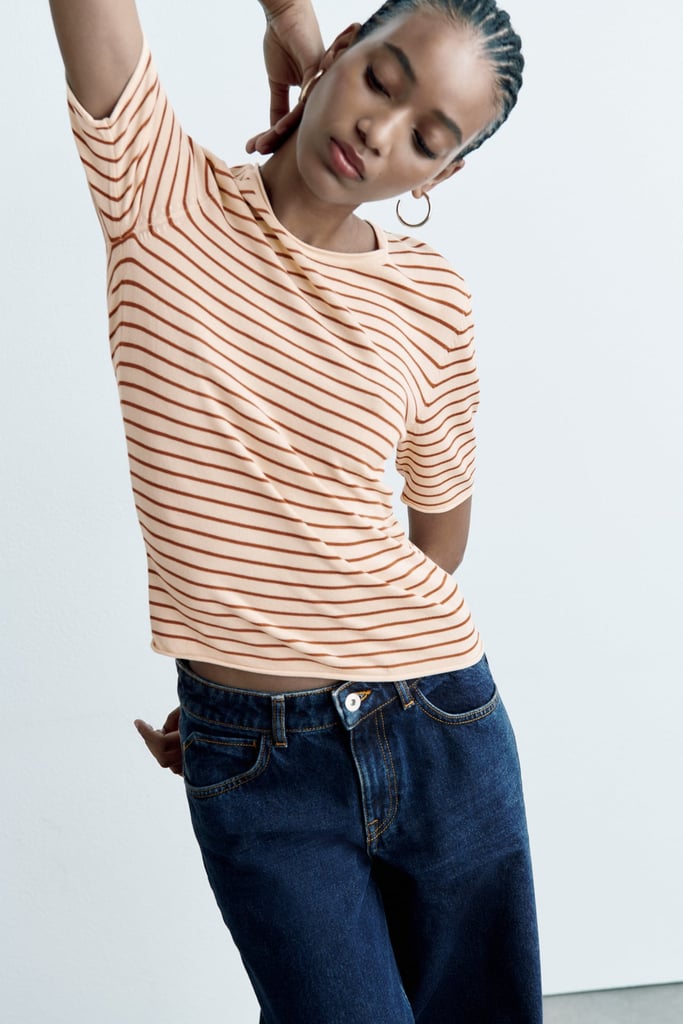 Stripes Over Checks: Zara Short Sleeved Knit Sweater
