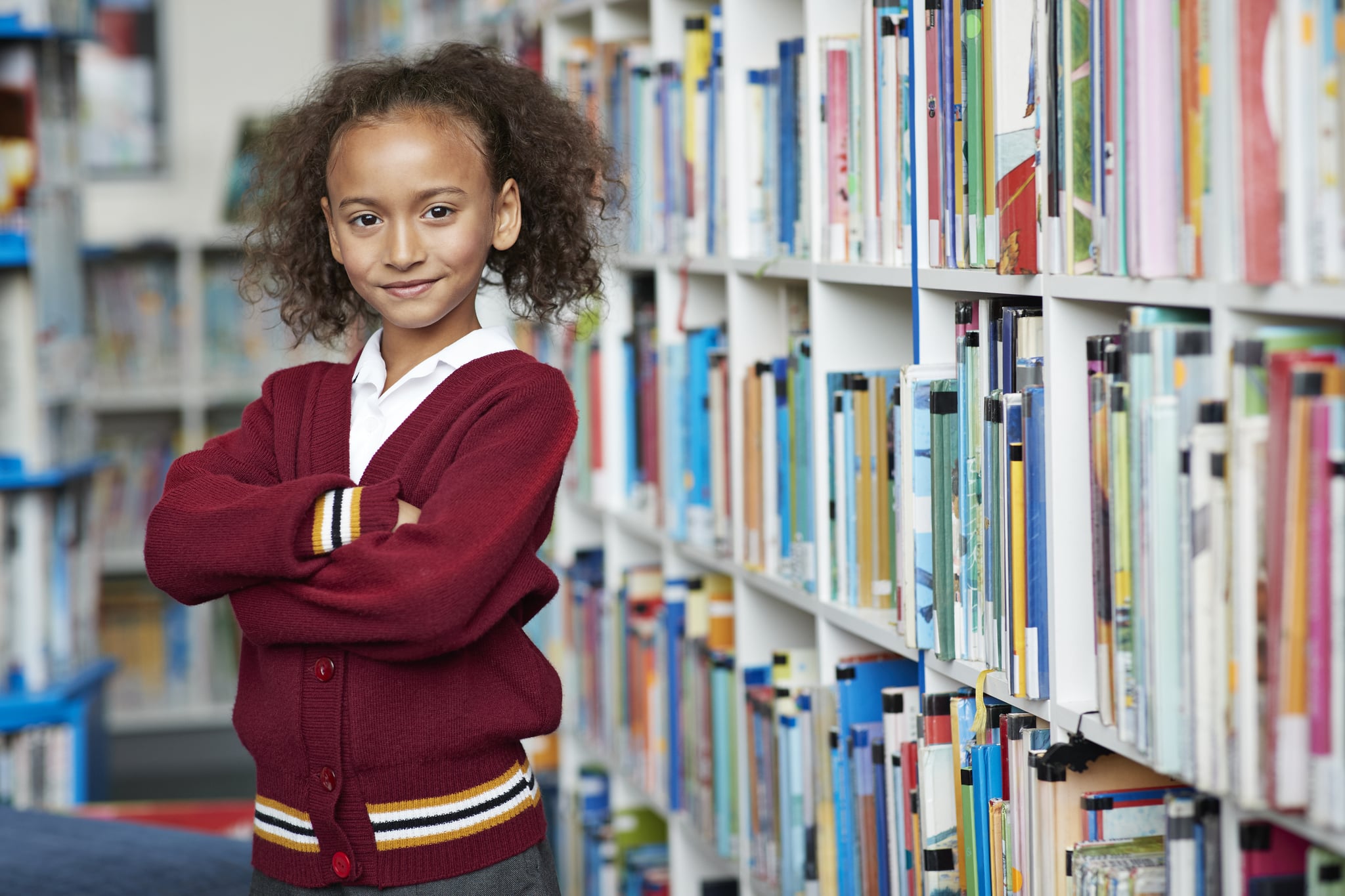 Children at modern school facility