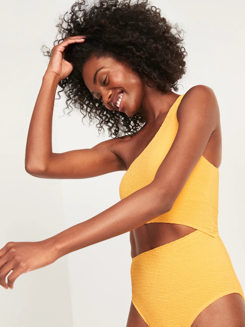 Old Navy Textured One-Shoulder Side-Cutout One-Piece Swimsuit