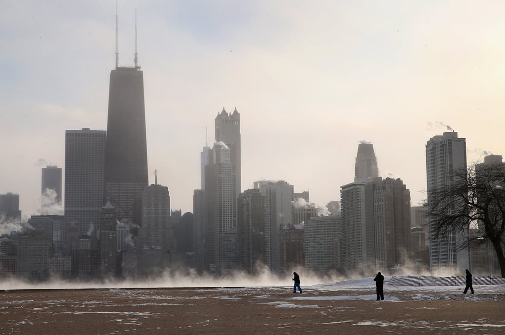 Mist rose up from the ground with subzero temperatures hitting the city.