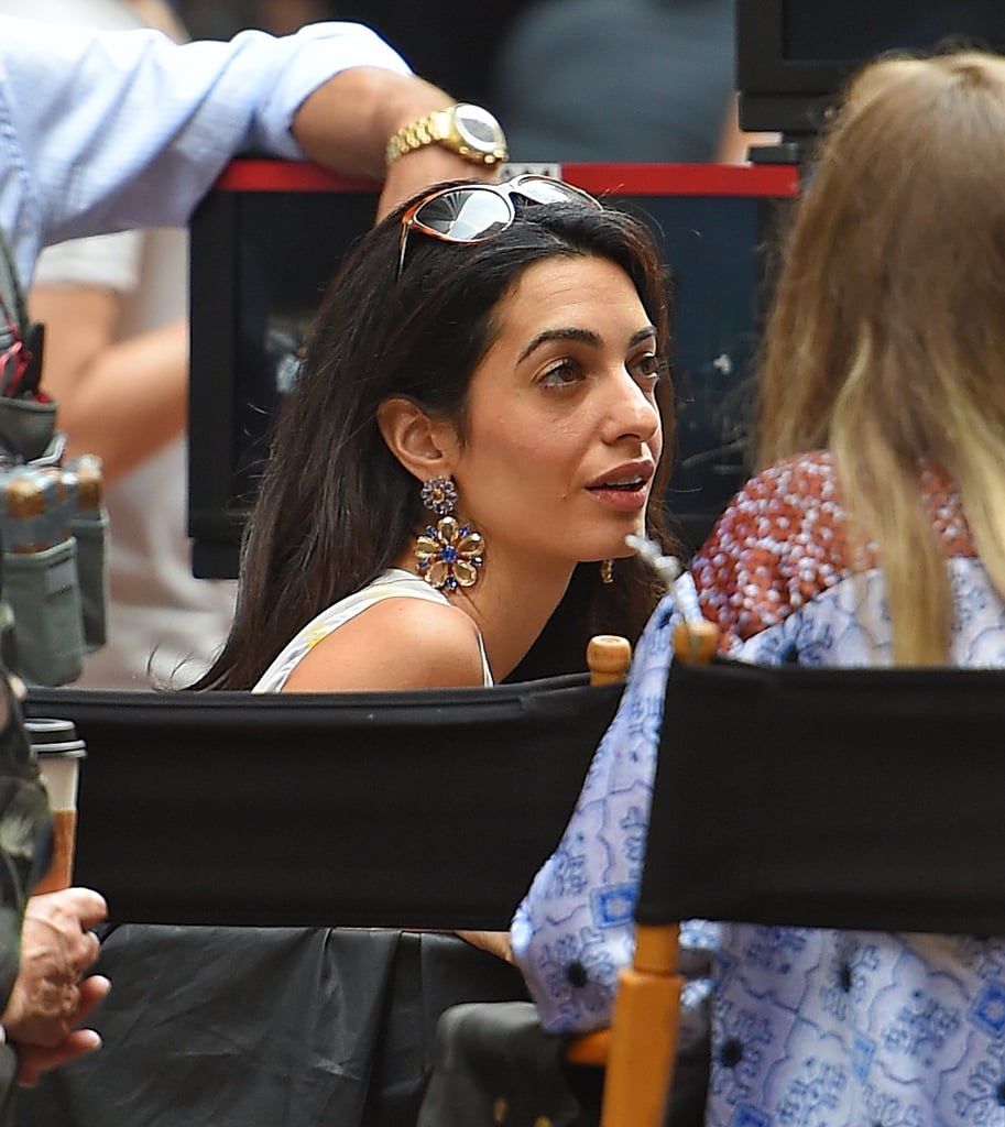 Amal Clooney Wearing a Floral Giambattista Valli Top