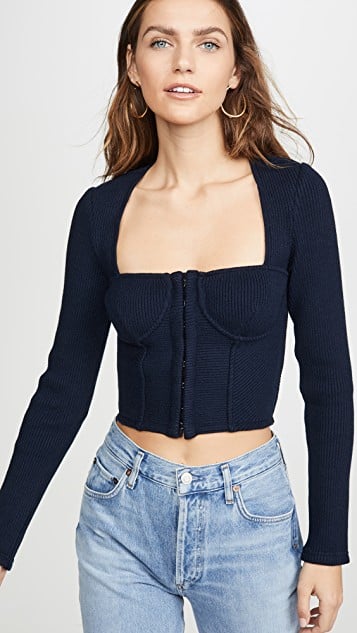 Jonathan Simkhai Ribbed Bustier Crop Top