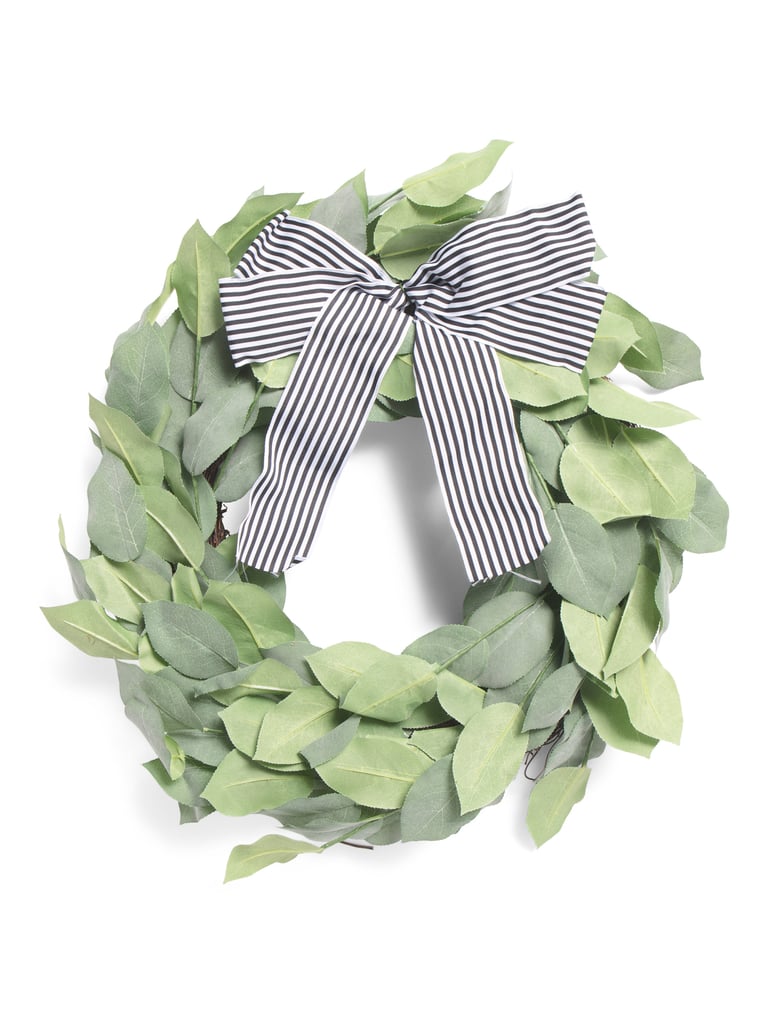 Faux Leaves Bow Wreath
