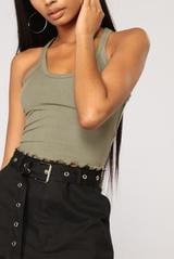 Fashion Nova Sweet Times Cropped Tank — Olive