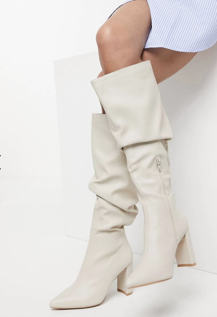 Public desire mine white slouch knee boots online