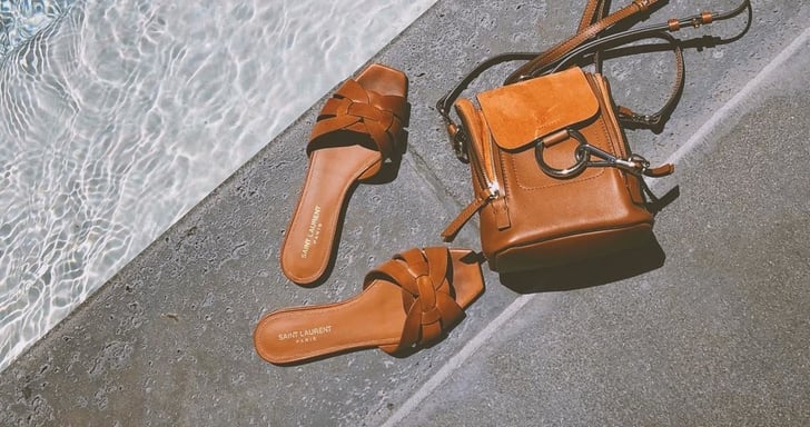 tan designer slides