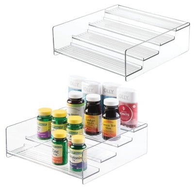 mDesign Plastic Bathroom Medicine Organiser, 4 Level Shelf, 2 Pack